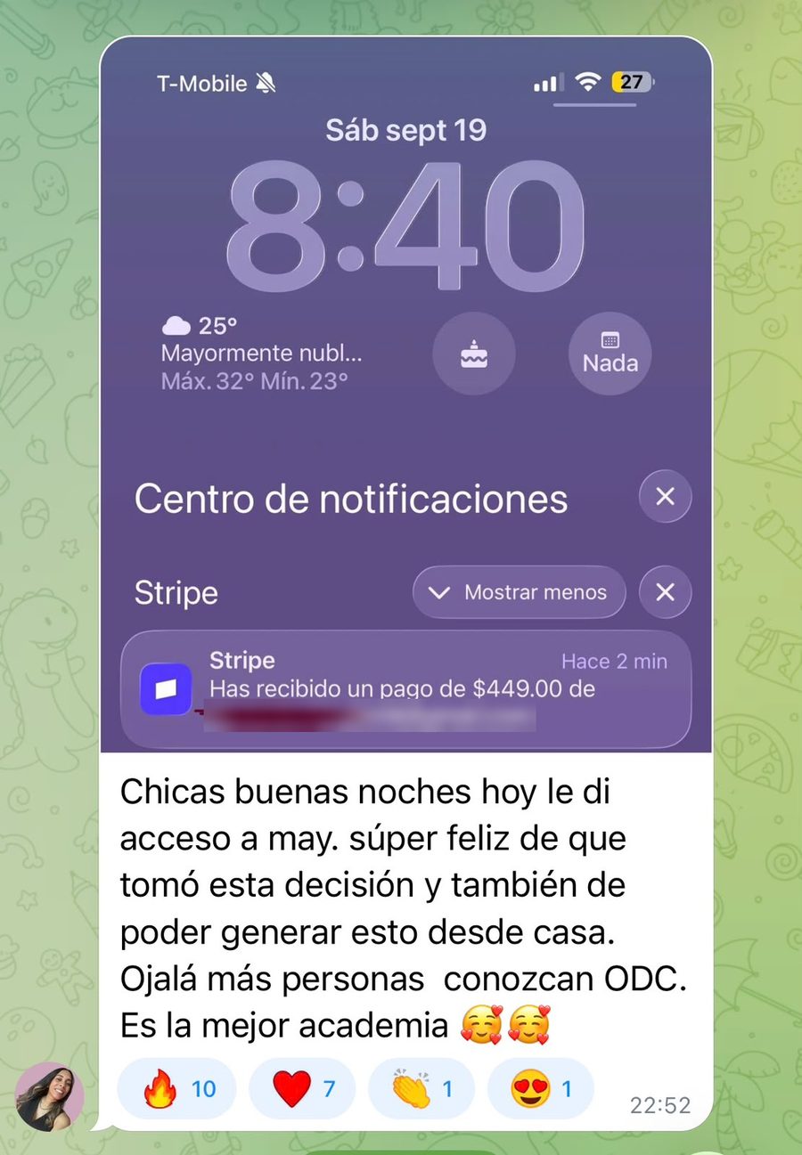Notificación de Stripe: pago recibido de 449 dólares